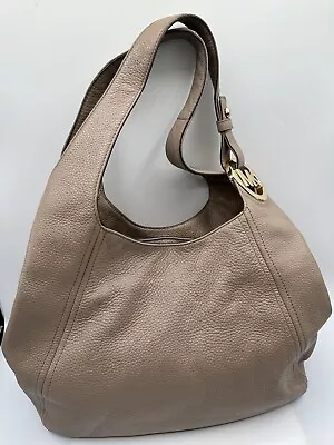 MICHAEL Kors Fulton Taupe Pebbled Leather Large Shoulder Tote Hobo Handbag • $59.99