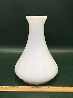 Antique Ribbed White Milk Glass Angle Lamp Shade 8-3/4  Tall • $48