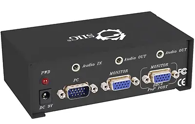 2 Port 1920x1440 VGA Audio DA 1:2 Splitter Sharing Switch Box HD15 PC Mac DSub • $25