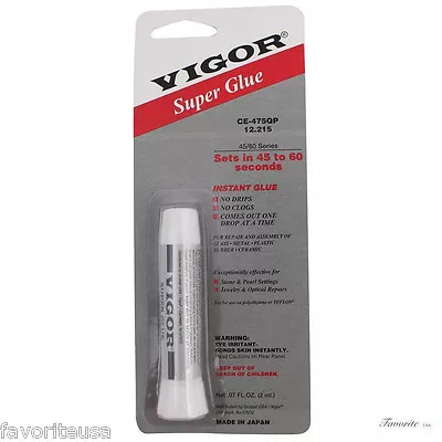 Vigor Super Glue For Jewelers Beading Dry In 40 Sec Ce 475 Sets In 45-60 Secs • $9.50