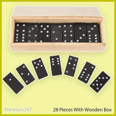 £5.29 • Buy Domino Set 28 Piece Wooden Box Toy Traditional Classic Children Dominoes Fun