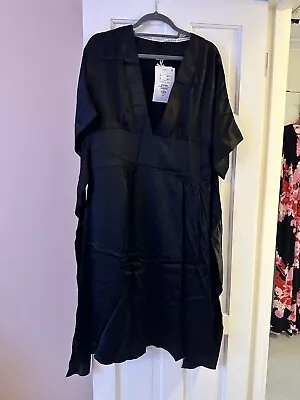 M By Madonna H&M Kimono Dress Women Black  Satin  Tie Back 18 • £99