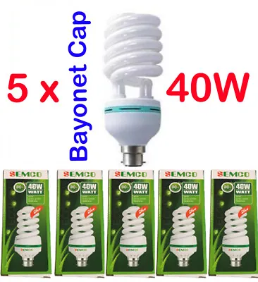 5 X 40w 8000k Lightbulb Daylight Bulb B22 Bayonet Cap Energy Saver Home Office • £19.99