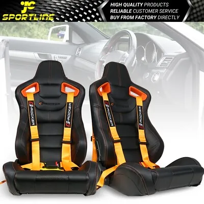 Universal Recline Racing Seat O. Bezel Dual Slider PU&Carbon & Cam-lock Belt X2 • $399.99