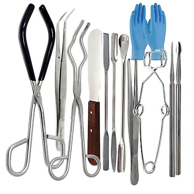 12 Science Lab Tools Pack For Basic Starter Chemistry Set Crucible Tongs Spatula • $27.99