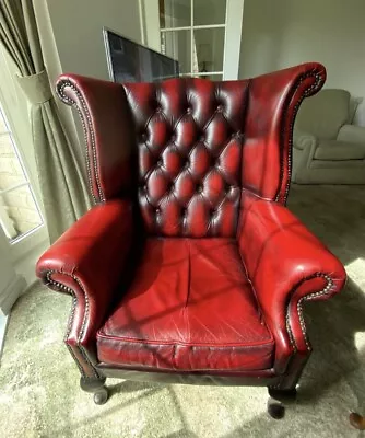 High Back Chesterfield Queen Anne Wing Chair - No Reserve! • £151