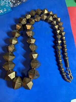 Large Graduated Vintage Bicone Brass Beads Necklace 32” DS • $225