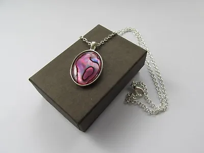 Gorgeous Pink Abalone Shell Pendant Chain Necklace 11715/P Handmade Boxed Gift  • £5.99