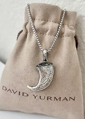 David Yurman Sterling Silver Claw With Diamond 19-20  Box Chain Necklace For Men • $350