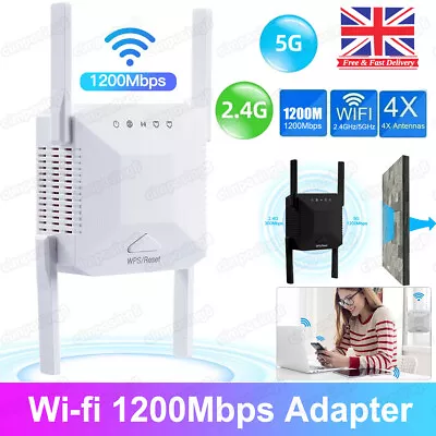 1200Mbps WiFi Range Extender Amplifier Signal Booster DualBand Wireless Repeater • £19.99