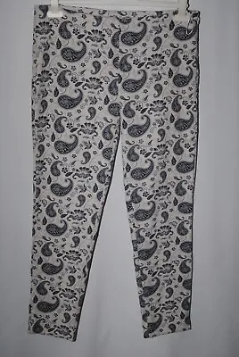 MANGO SUIT Ladies White Black Blue Floral Trousers Uk Size 12 • £2.54