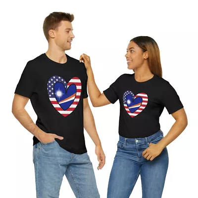 Marshal Islands American Valentines Gift Tee | Marshallese Flag Wedding T-Shirt • $23.99