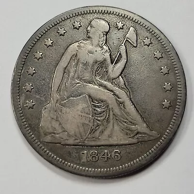 1846 Liberty Seated Dollar $1 Lovely Original Patina Circulated Type Coin *F809 • $445