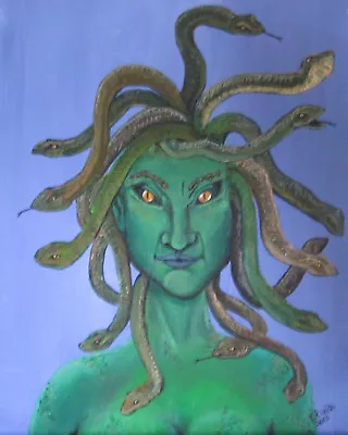 Medusa Art Print 8 1/2 X 11 Greek Mythology Demon Witch Snake Woman Fantasy  • $5