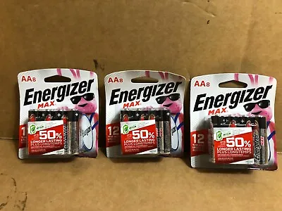 24 Energizer MAX AA Batteries Ex 12/2035 3 8ct Packs E91MP-8 • $34.99
