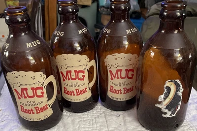 $24.99 • Buy MUG ROOT BEER Old Fashion Glass Bottle Lot  (4) 11 Fl Oz