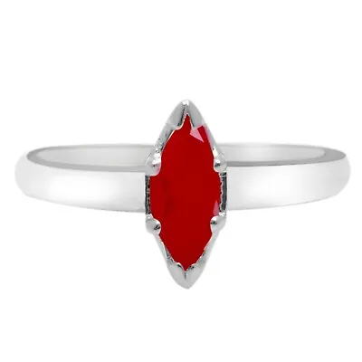 Marquise Cut 2.80Ct Natural Burmese Red Ruby Solitaire Ring In 14KT White Gold • $437