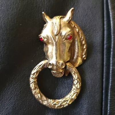 Vintage Horse  Pin / Brooch  With Rhinestone Eyes • $24