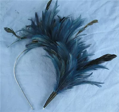 £4.90 • Buy Navy Blue Black Feather Headband Fascinator Headpiece Wedding Party Race Ascot