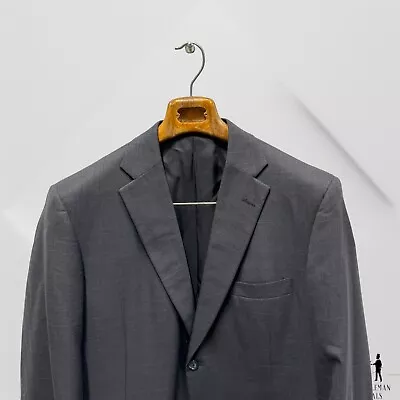 Bespoke Holland Sherry Savile Row Royal Charcoal Subtle Plaid 2 Piece Suit 46 R • $179.95