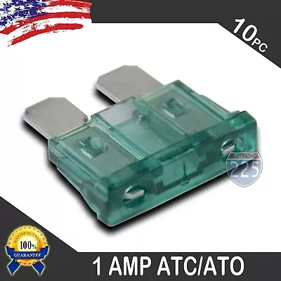 10 Pack 1 AMP ATC/ATO STANDARD Regular FUSE BLADE 1A CAR TRUCK BOAT MARINE RV US • $8.95