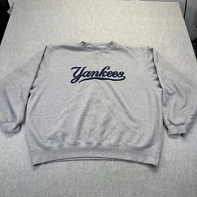 Vintage Nike Yankees MLB Sweatshirt Mens XXL Center Swoosh Gray Pullover • $44.88