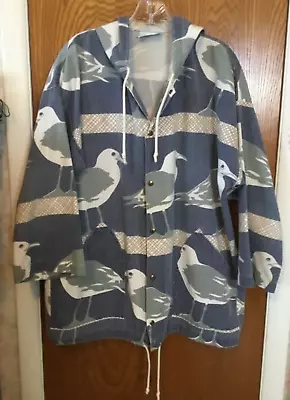 Vintage 1980s Michigan Rag Co Seagull Bird All Over Print Size S/M Canvas • $112.50