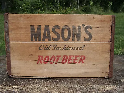 Vintage Mason's Root Beer Wood Crate ROMA Bottling Works Pittsburgh PA 12¢ Case • $225