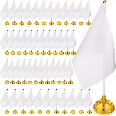 48 Pcs Mini White Desk Flags On Stick With Stands 5.51 X 8.27 Office White Solid • $38.72