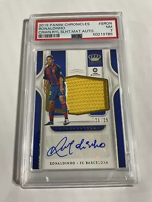 2019-20 Panini Crown Royale Ronaldinho Match Worn Jersey AUTO 21/25 PSA 7 SILO • $2999.99