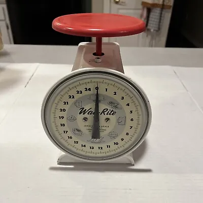 Vintage Way Rite 25lb Farmhouse Kitchen Decor Metal Antique Scale. Rustic Charm • $29.99