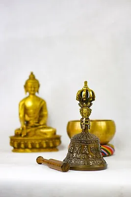 Tibetan 6  Pure Handmade 7 Metals Bell  For Meditation Yoga Chakra • $87.99