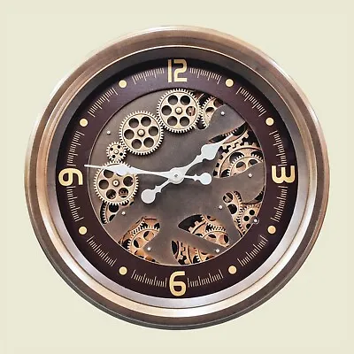 $95 • Buy Wall Clock With Moving Cogs / Moving Gears Metal Wall Clock