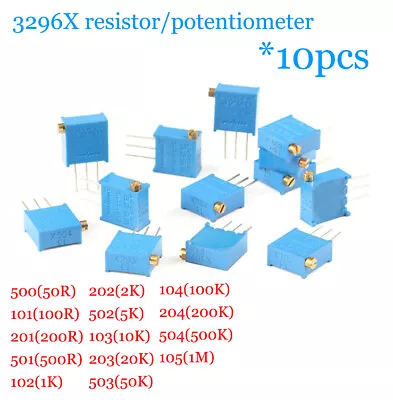 10pcs 50R~1M 3296X Side Adjustable Resistor Precision Multi-turn Potentiometer • $2.47