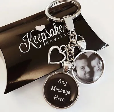 £4.95 • Buy Personalised Photo Keyring Any Message Birthday Fathers Day Present Gift Box