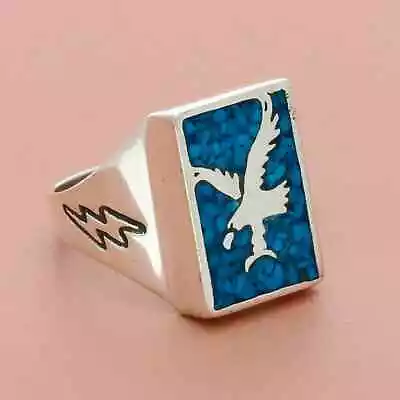 Carolyn Pollack Sterling Silver Mens Southwestern Turquoise Eagle Ring Size 11 • $120