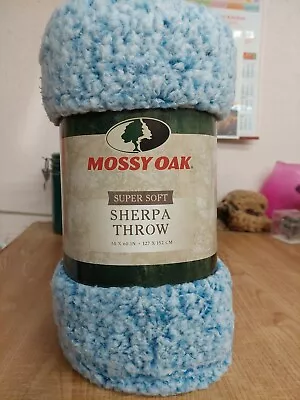 Mossy Oak Sherpa Throw Blanket |  50x60 New Baby Blue • $25.99