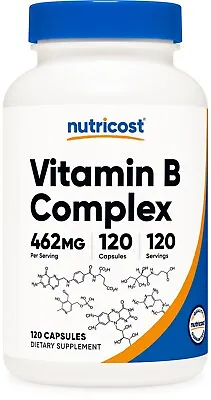 Nutricost Vitamin B Complex 460mg 120 Capsules With Vitamin C - High Potency • $14.98