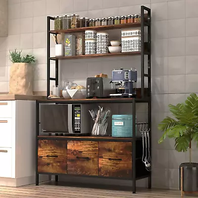 NAIYUFA Kitchen Bakers Rack With Baskets5-Tier Free Standing Kitchen Storage Sh • $142.11