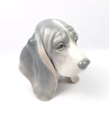 Rare Vintage Lladro Basset Hound Porcelain Dog Bust 6  Tall • $235