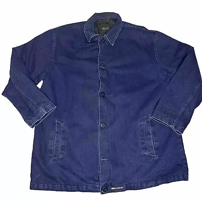 Versace Classic V2 Blue Button Up Jacket Cotton Thick Men’s 3XL 3XT Pocket Lined • $198