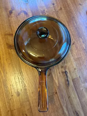 EUC Vintage Corning Vision 1.5 Amber Glass Saucepan With Lid 8 PYREX V1.5C USA • $35