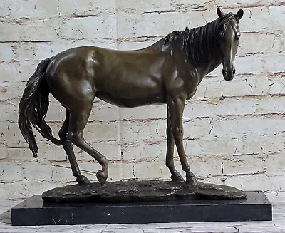 Race Horse By P J Mene 100% Solid Bronze Statue Sculpture Art Equestrian Figure • $599
