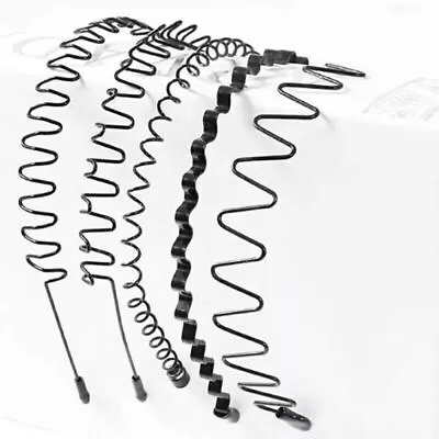 5PCS Unisex Black Metal Sports Hairband Headband Wave Comb Alice Style Men Women • $9.08