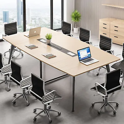 8FT Rectangular Conference Table With Power Outlets Office Meeting Seminar Table • $223.99