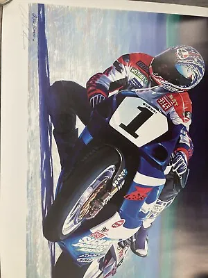 Mat MLadin Artist Lee Bivens Signed AMA Superbike Moto America 24x38 Poster • $85