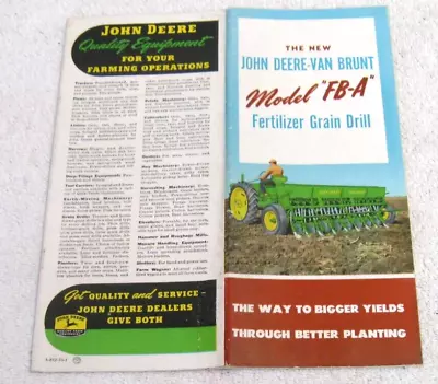 1955 John Deere Tractor Grain Drill Fb-a Van Brunt Farm Brochure Catalog • $10