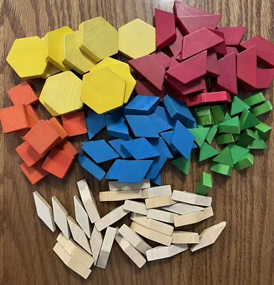 123 Wooden Tangrams / Pattern Blocks / Trapezoid & Triangle / Math Manipulatives • $10