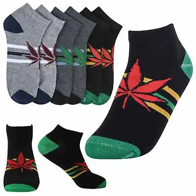£28.50 • Buy 12 Pairs Mens Ankle Socks Rasta Pot Leaf 420 Smokers Crew Low Cut Casual 10-13