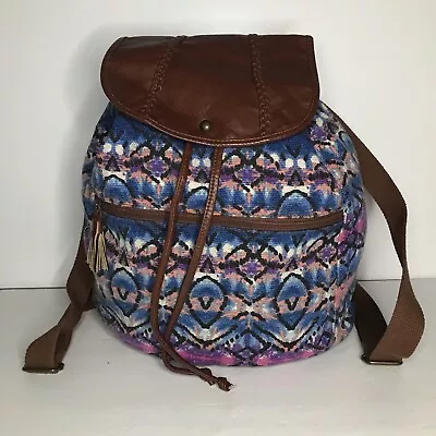 Mossimo Supply Co. Boho Multicolor Canvas Faux Leather Women's Backpack • $15.50